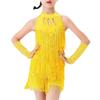Sequin Fringe Kids Latin Dance Dress Tassel Competition Bachata Ballroom Dress Professional Cha Cha Stage Costume Children Girls