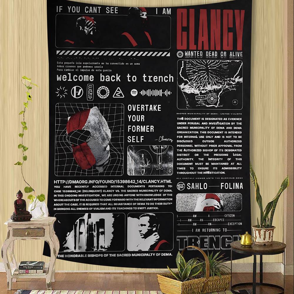 

TTwenty One Pilots Band Hanging Bohemian Tapestry Hanging Tarot Hippie Wall Rugs Dorm Home Decor 74x94cm(29x37in)