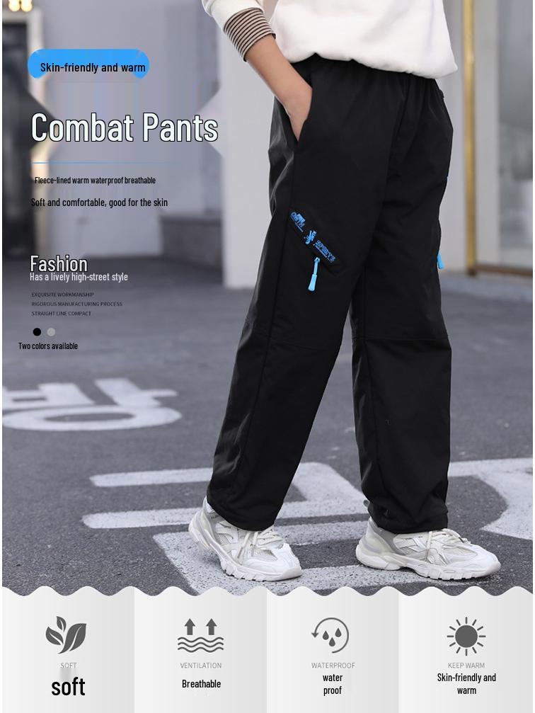 2025 Fleece-Lined Windproof Pants for Kids - Seasonal Outdoor Protection, Sports Pants for Boys and Girls, Spring/Autumn/Winter.