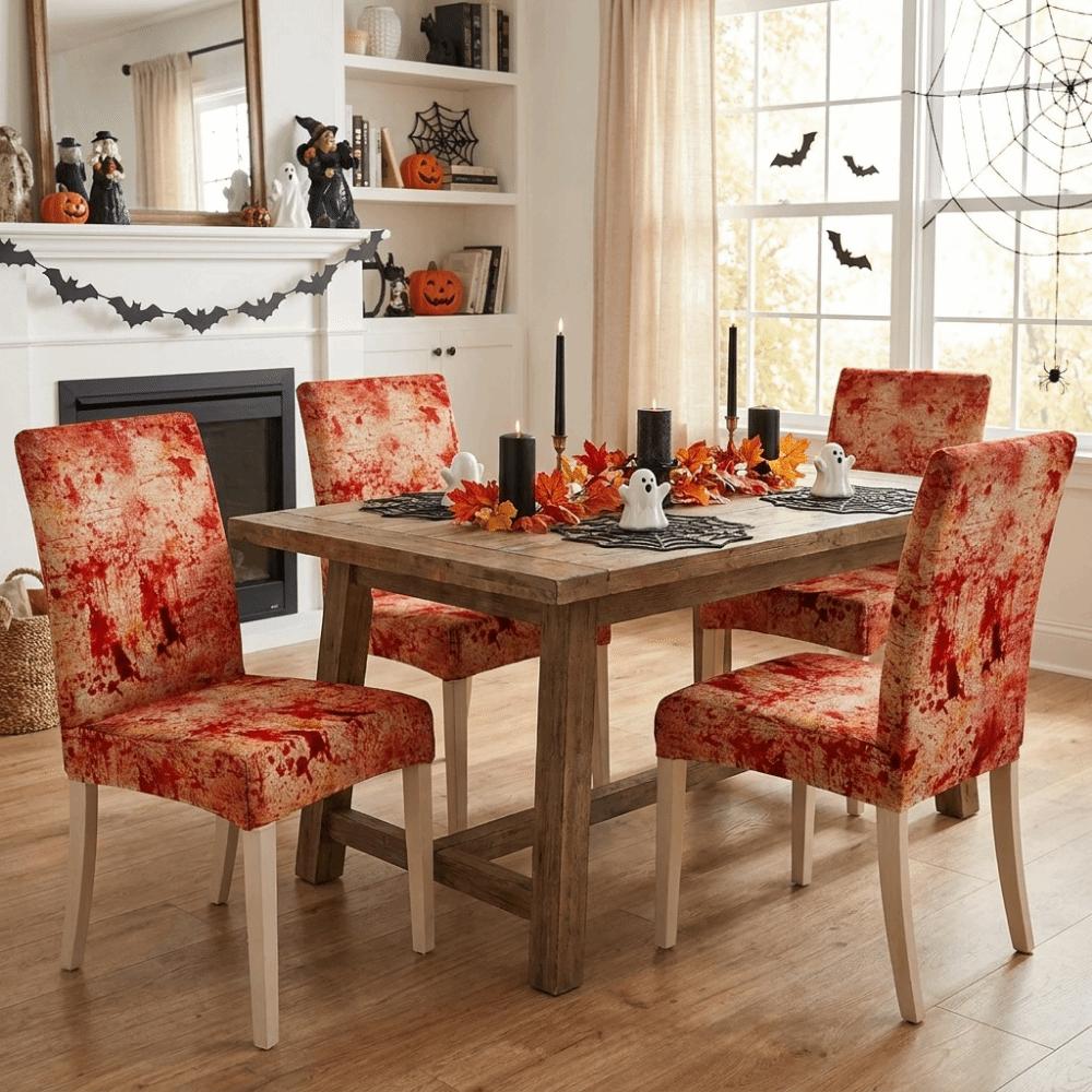 Vintage Scary Dining Chair Slipcovers Full Cover Spooky Ghost Chair Protector for Home