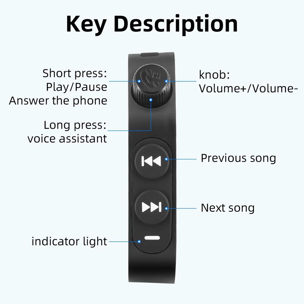Motocyklový Bluetooth dálkový ovladač Vodotěsné tlačítko pro média na řídítkách Bezdrátový ovladač hudby