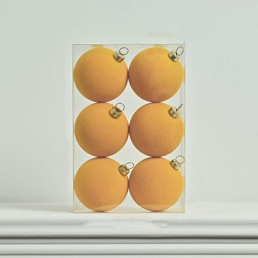 6pcs 6cm Flocked Christmas Ball Pendant Shatterproof Merry Christmas Decor  Hotel Mall