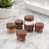 Talos Glass Mini Storage Jar, with Wood Lid, Moisture Proof Portable Small Container, for Coffee Beans Tea Sugar Spices Kitchen Organizer
