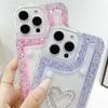 Heart-Shaped Glitter Rhinestone Transparent iPhone 16 Case, Compatible with Models 11-15