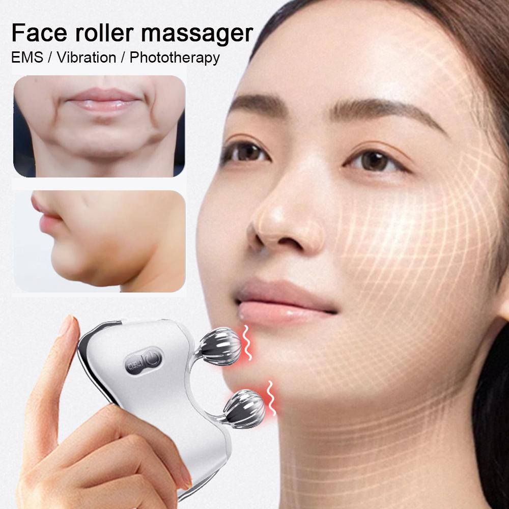 Masseur facial à rouleaux EMS Amincissement du visage Ligne V Lifting facial Masseur photothérapie Anti-rides Masseur corporel Raffermissement de la peau