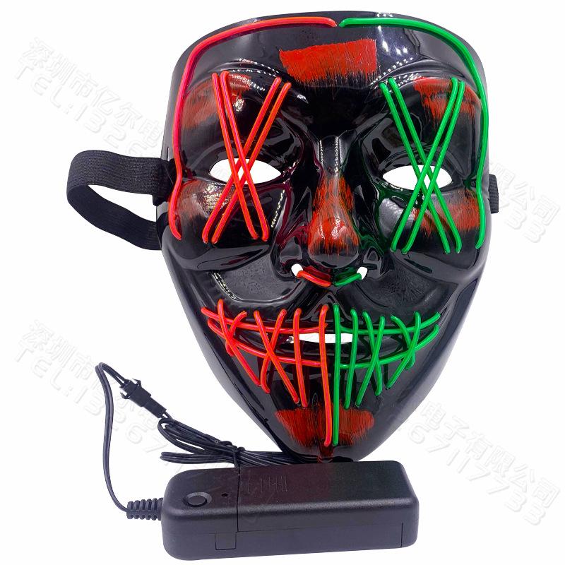 Cold Light Halloween Mask Led Luminous Black V Mask Ghost Step Cold Light Mask