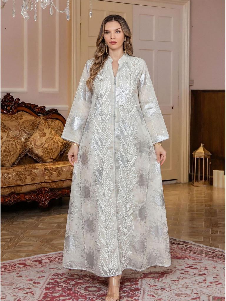 Embroidered Jalabiya Abaya Dress for Middle Eastern Women