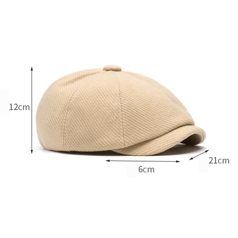 Autumn Winter Octagonal Cap Men's Warm Beret British Newsboy Cap Painter's Cap