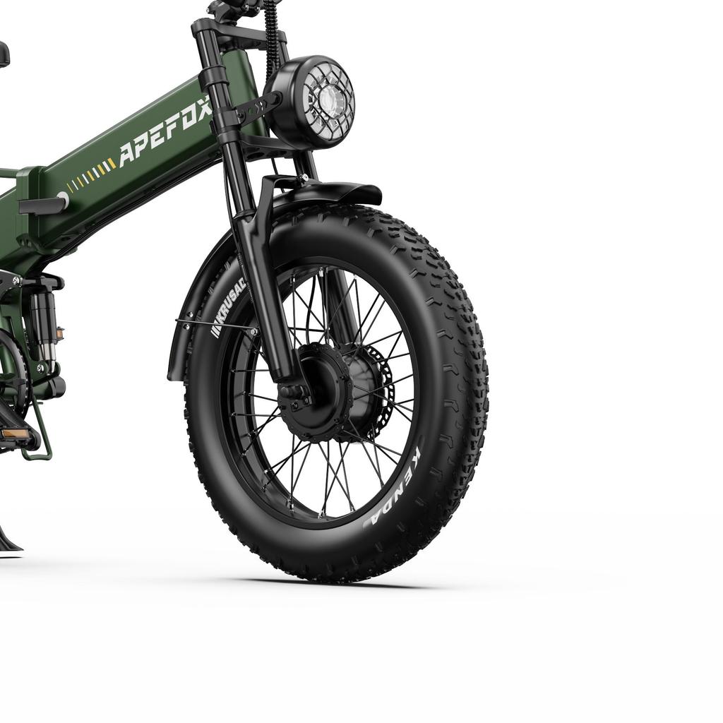 APEFOX RH20 Składany Elektryczny Rower Fat Bike Podwójne Silniki 750W Opony 20" Zielony