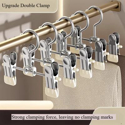 Multifunktionaler 12cm Mini Hosenklammer, Nahtloser Edelstahl Anti-Rutsch, Kann Kleidung, Socken, Unterwäsche klemmen, Einzelhaken, Doppelklammer