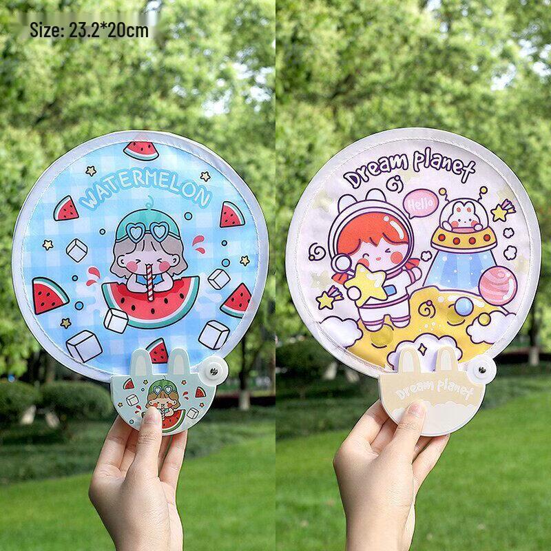Children s Portable Round Fabric Folding Fan