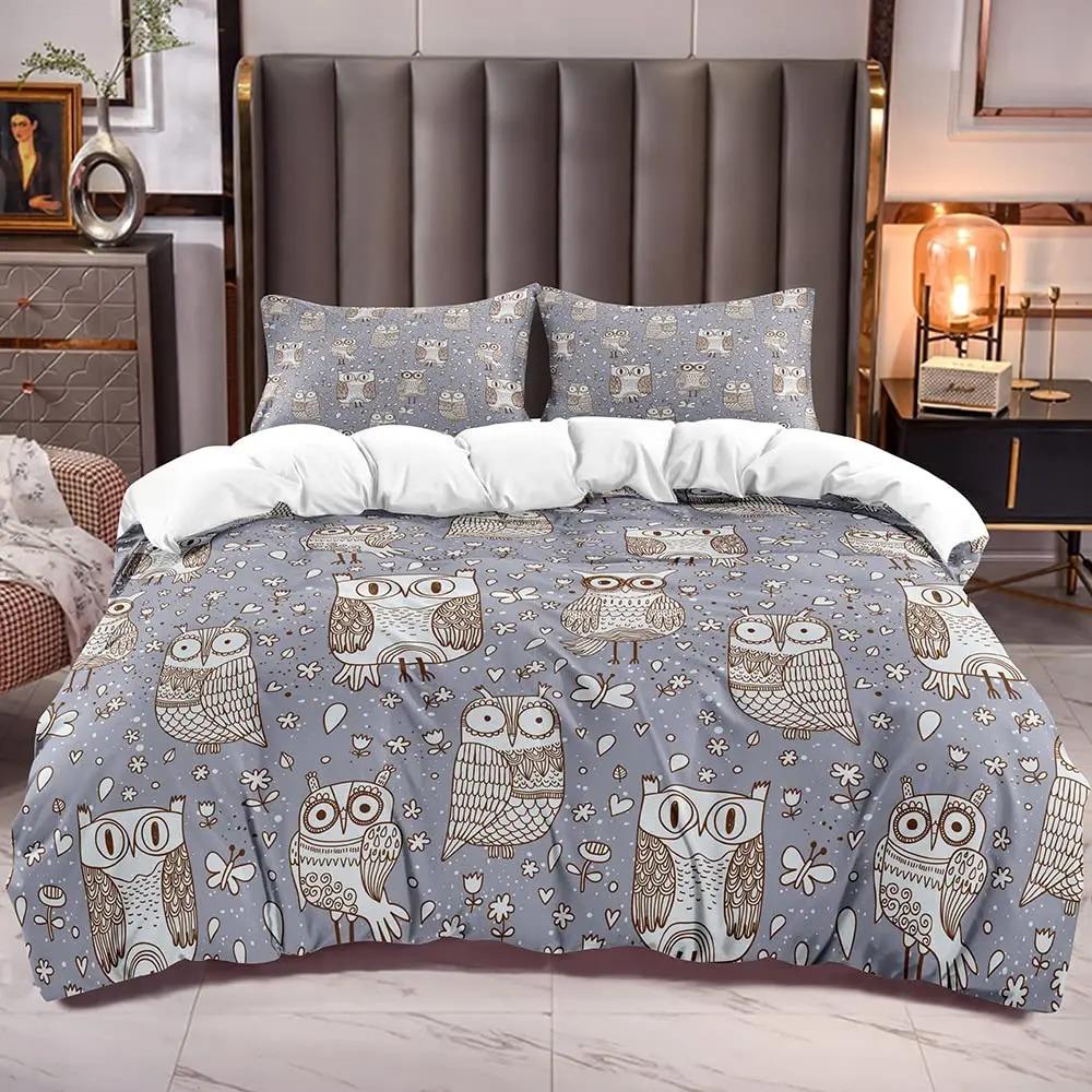 Owl Duvet Cover Bird Decor Bedding Collection Printed Comforter Cover For Boys Girls Children Teens Bedroom Decor With 2 Pillow Case