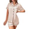 Pod Ice Silk Pajamas Human Cotton Short Sleeves Solid Color Loungewear Loose Set Milk Silk Comfortable Loungewear