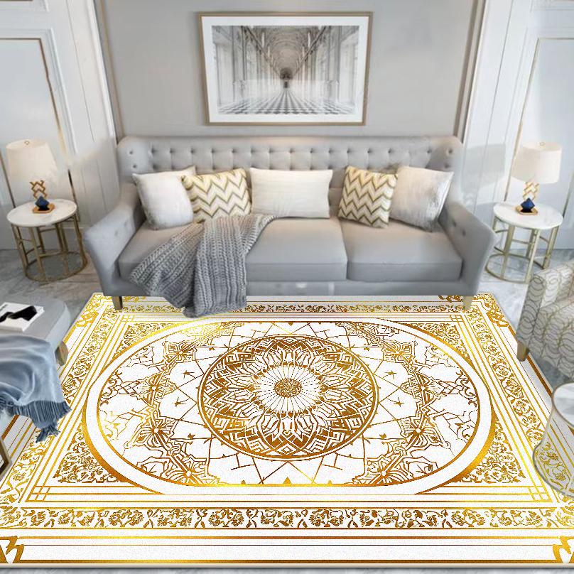 Chinese Style Carpet Living Room High-end Luxury American Hairless Tea Table Rug Short Velvet Bedroom Bed End Floor Mat Lounge