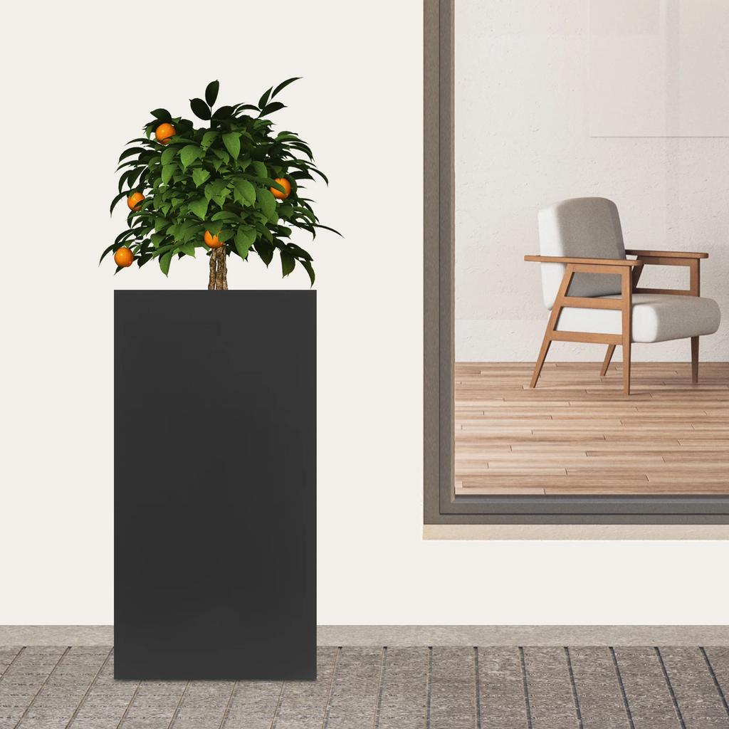 Large Metal Planter Box for Outdoor Garden, 16x16x30 Inch Black Vertical Galvanized Steel Standing Raised Garden Planter Box