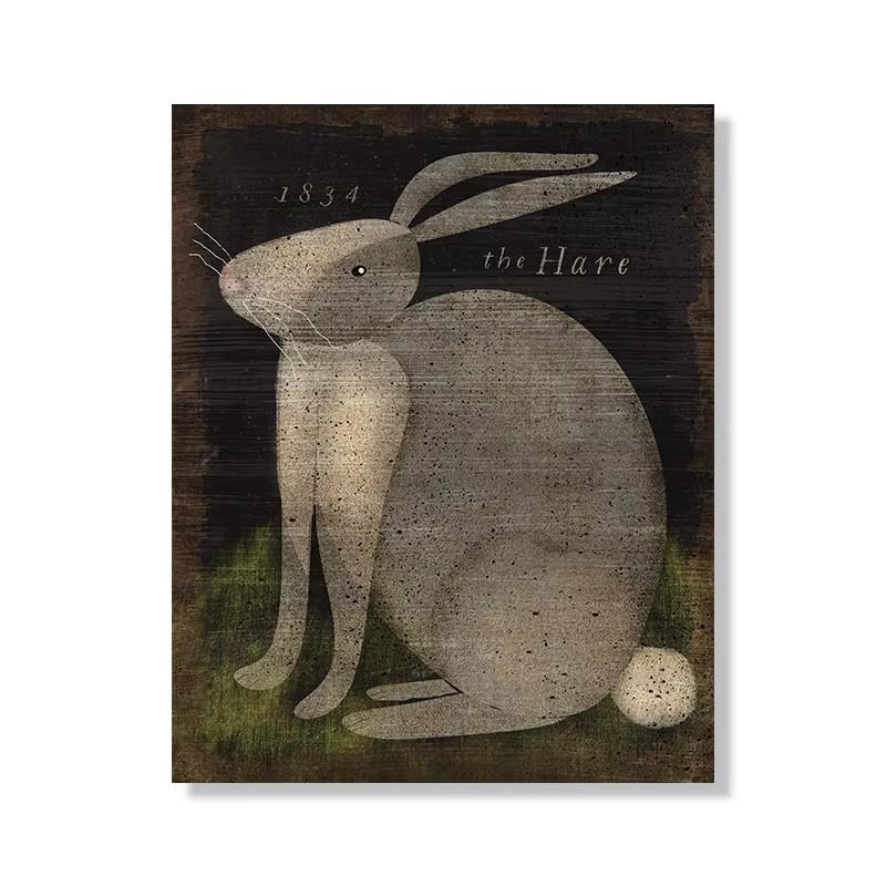 

Rabbit Vintage Frameless Canvas Art Prints Nursery Wall Decor, Antique Bunny Poster Easter Wall Art Decoration Pictures 21X30CMNo Framed