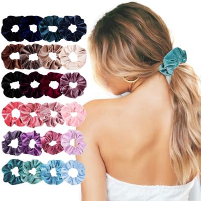 12pc Velvet Hair Bands Multi-Color Large Loop Elegant Scrunchies Plush Elasticity Hair Tie for Daily Wear Hairstyling Accessory
