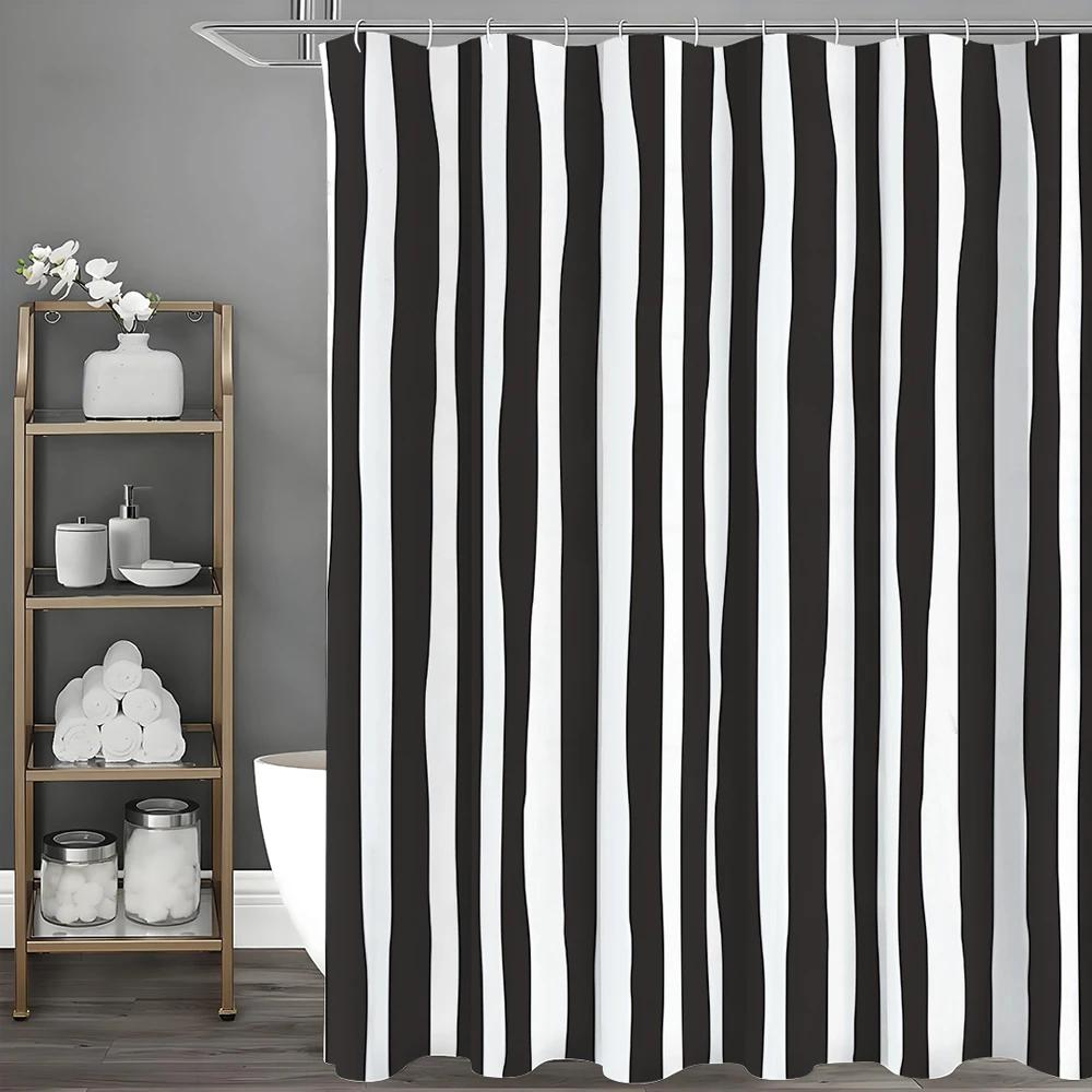 Dunika Chen Black Abstract Art Tree Shower Curtain, Bathroom Decorative Shower Curtain, Waterproof Shower Curtain With Hooks