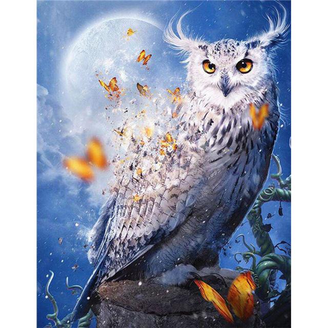 5D DIY Diamantmålning Djuruggla Strassbild Full Rund Diamantbroderi Mosaik Handgjord heminredningspresent