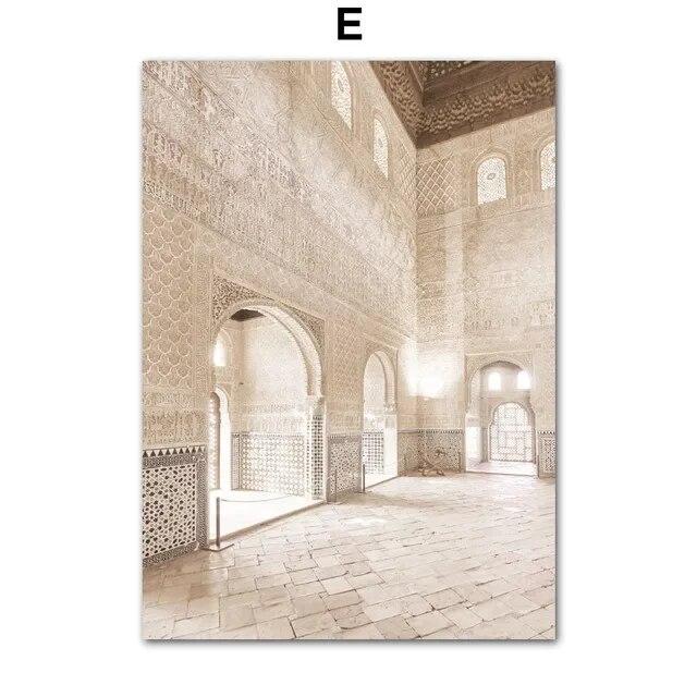 Arabische Moscheetür, muslimische islamische Poster und Drucke, beige Schilfrohr-Blumen-Leinwand-Kunstgemälde, Bilder für Schlafzimmer-Wanddekoration