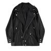 Womens Mid-Length PU Leather Jacket Oversize Biker Style Casual Fall Winter Outerwear