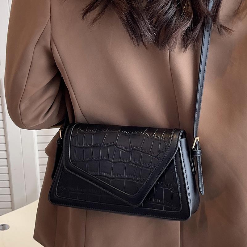 Shoulder bag contrasting color splicing trendy fashion stone pattern underarm bag simple casual commuting personalized messenger bag