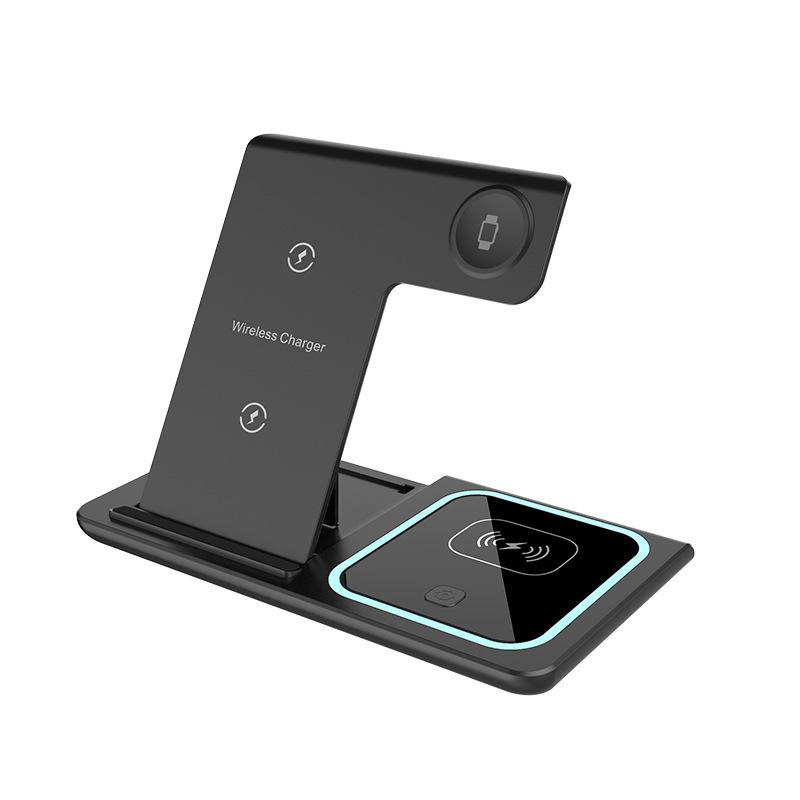 15W 3 in 1 LED Fast Wireless Charger Stand Foldable Charging Station For IPhone17-11 Apple Watch 9 8 7 6 5 Airpods Pro 4
