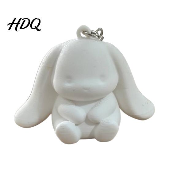 Cute Rabbit Backpack Charm 3D Printed Big Ear Bunny Keychain Cartoon Bag