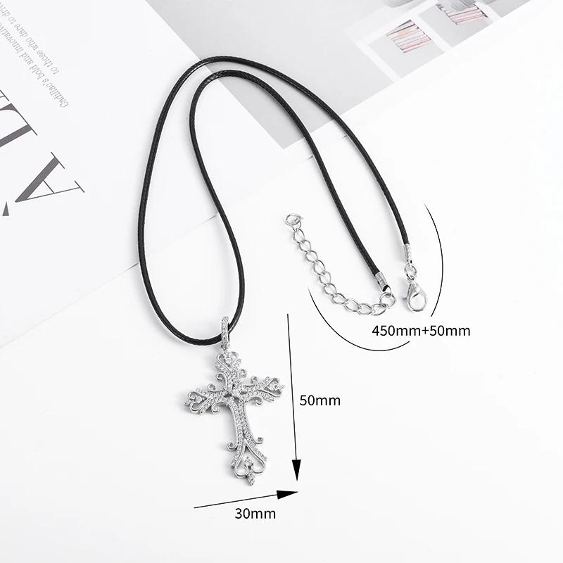 Exquisite Cross Studded Zircon Pendant Necklace for Women Fashion Glamor Wedding Jewelry