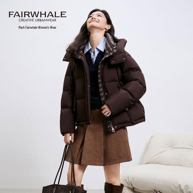 

Mark Fairwhale Women s Faux Two-Piece Plaid Hooded Puffer Down Jacket S