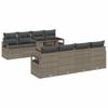 Garden Sofa Set with Cushions 7 Pcs Grey Poly Rattan