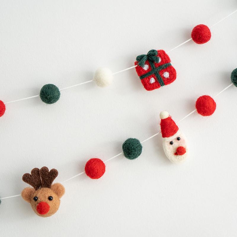 Christmas Scene Wall Art With Wool Felt Ornaments For Seasonal Home Decor