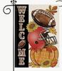 Welcome Football - Pumpkin Double Sided Garden Ag ~ 12" X 18" ~ NEW! KKL AAL WZZ