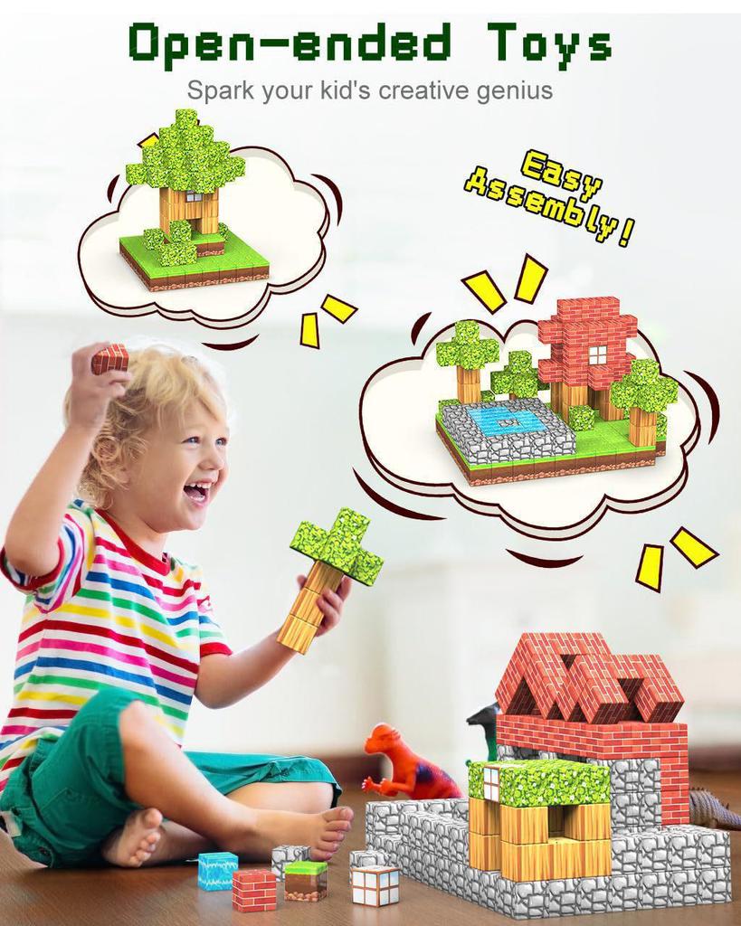 Magnetic Cube Building Set: Primeval Forest-Themed Educational Toy for Kids