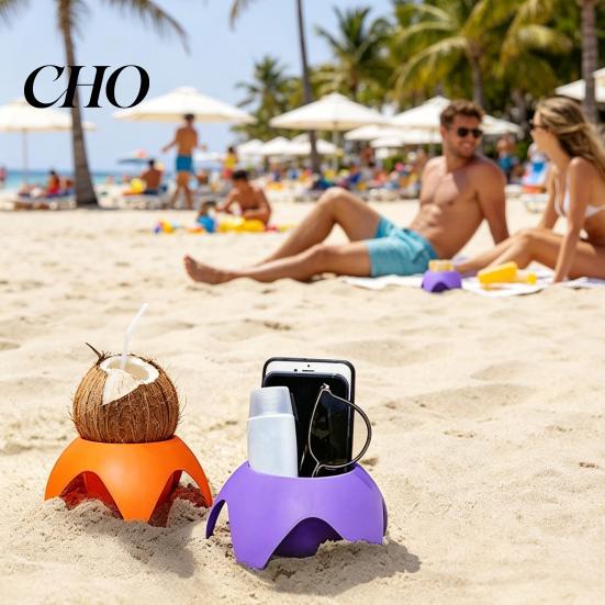Portabicchieri da Spiaggia con Colori Vivaci Impilabile Portatile Accessori per Bevande Telefoni Snack Crema Solare Organizer Senza Sabbia Viaggio Campeggio Picnic