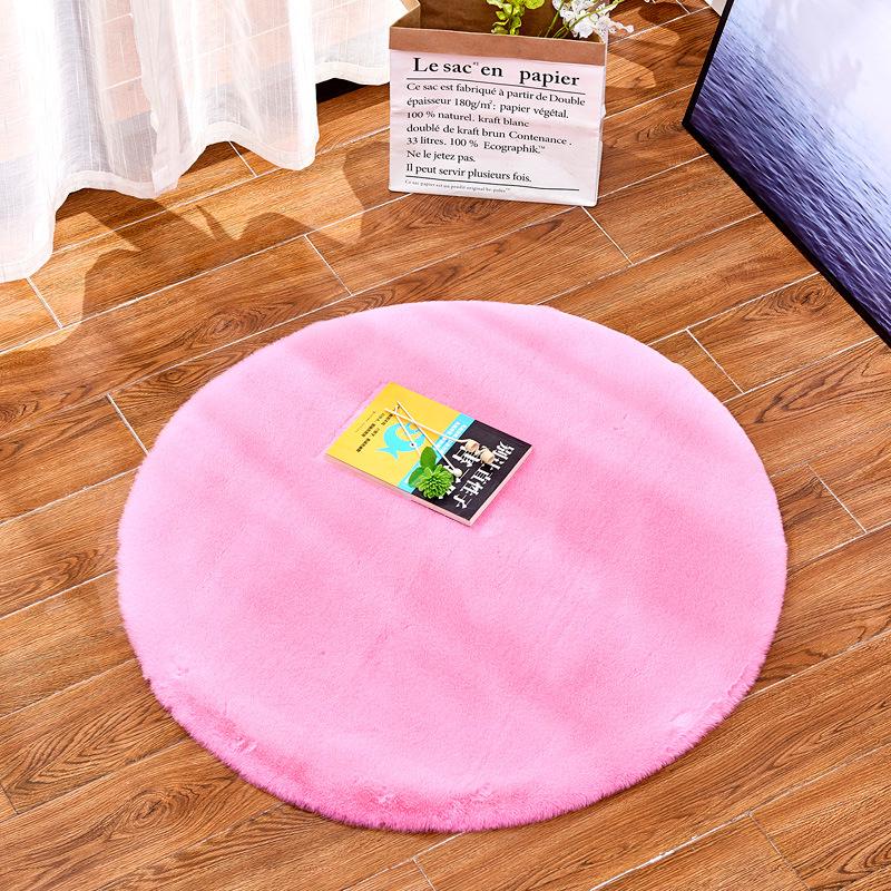 Round Plush Imitation Rabbit Fur Carpet for Living Room, Bedroom, Coffee Table, Bedside, or Entrance