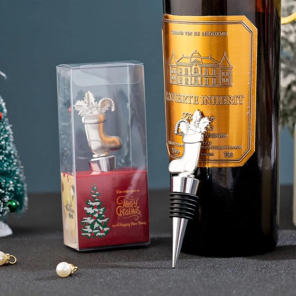 6pcs Wine Bottle Stoppers, Christmas Decorative Wine Stoppers set, Individual Package Reusable Alloy Wine Stopper Suitable for Christmas Party,