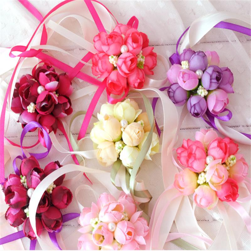 Artificial Wrist Flower Bridesmaid Sisters Hand Flowers Artificial Bride Flowers Wedding Decoration
