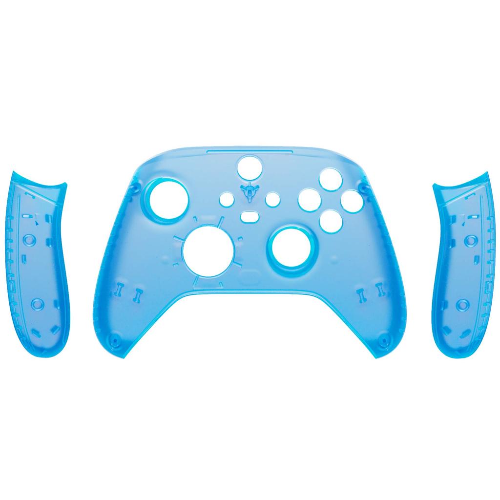 eXtremeRate Side Rail Grip Shell for Xbox Core Wireless Clear Black Replacement Front Housing Cover Handle Faceplate for Xbox Series X S Controllers