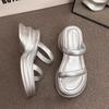 High sense of advanced heightened thick-soled cool slippers women wear small sandals in summer casual beach shoes wedge heel one-word drag