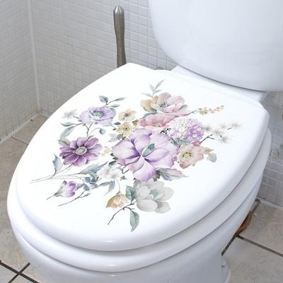 Colorful Flower Toilet Sticker Removable Self-adhesive Waterproof PVC Living Room Wall Art