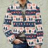 Herren Bedruckter Cord Warmes Taschen-Sakko Strickjacke Herren Freizeitanzug
