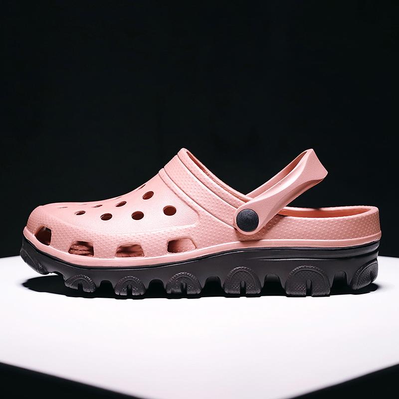 Женские летние тапочки сандалии на низком каблуке уличные тапочки с открытым носком мужские садовые сандалии 36 розовый 1698₽