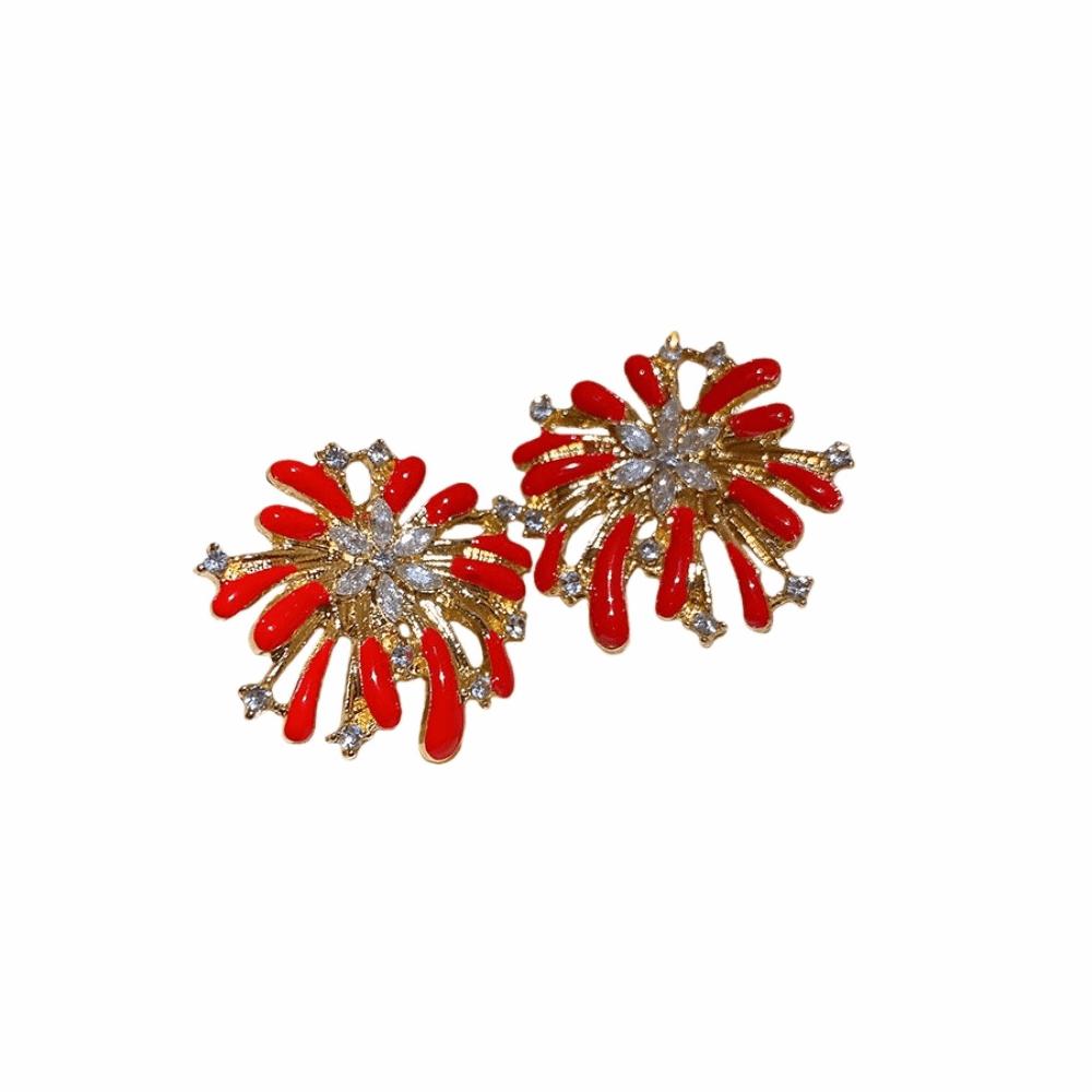 

Rhinestone Chinese Style Earrings Fashion Jewelry Fireworks Drop Earrings Girls красный