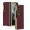 Für Samsaung Galaxy Z Fold 4 Luxus-Beschichtungsoberfläche Schlichtes Lederetui Soft-Touch Rundumschutz Handyhülle