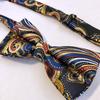 Paisley Colorful Multi [Bow Tie & Pocket Square] 2-Piece Set for Men, One-Touch Setup, FormalCasual, Bartender Style