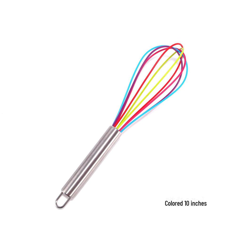 Frusta colorata in silicone con manico in acciaio inossidabile - Disponibile in 8, 10, 12 pollici