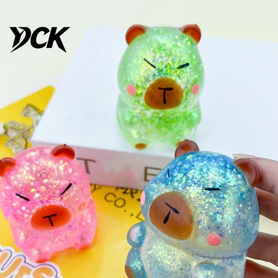 Handheld Stress Reliever Glitter Cartoon Animal Sensory Fidget Toy for Adults Kids Cute Pig Duck Soft Touch Ball Turtle Squeeze Relief Easter