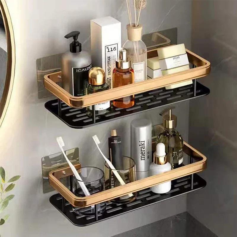 Bath Area Shelf Kitchen Storage Organizer Aluminum Alloy Shampoo Rack Shower Shelf Bath Area Accessories No Drill Shelf for Home