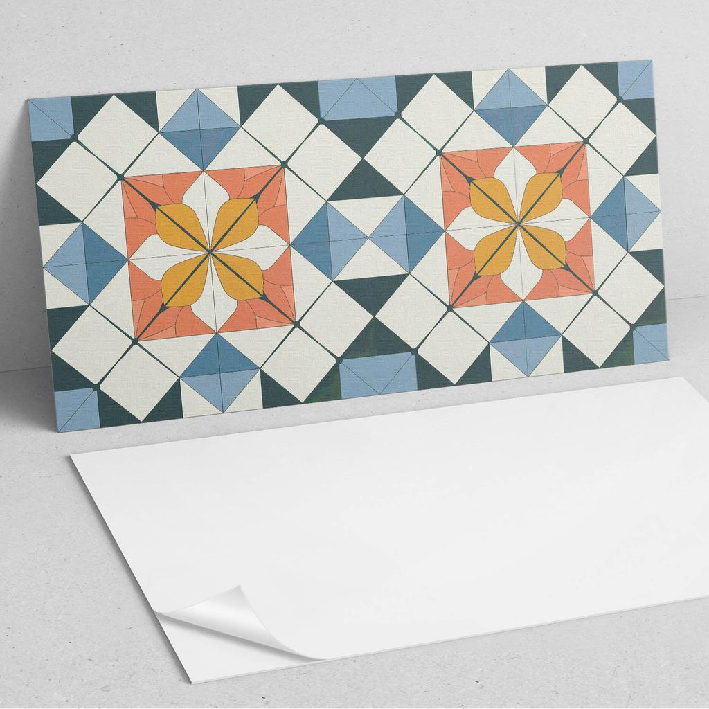 Panel Dekoracyjny Z Grafiką Przyklejany 100X50 Cm Geometryczny Wzór Kwiatowy